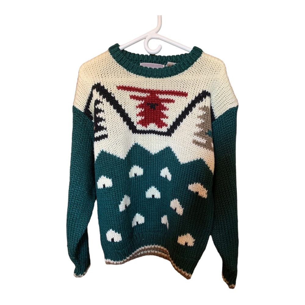 Monument  Vintage knit Sweater Crewneck Knitwear men’s 100% acrylic Large